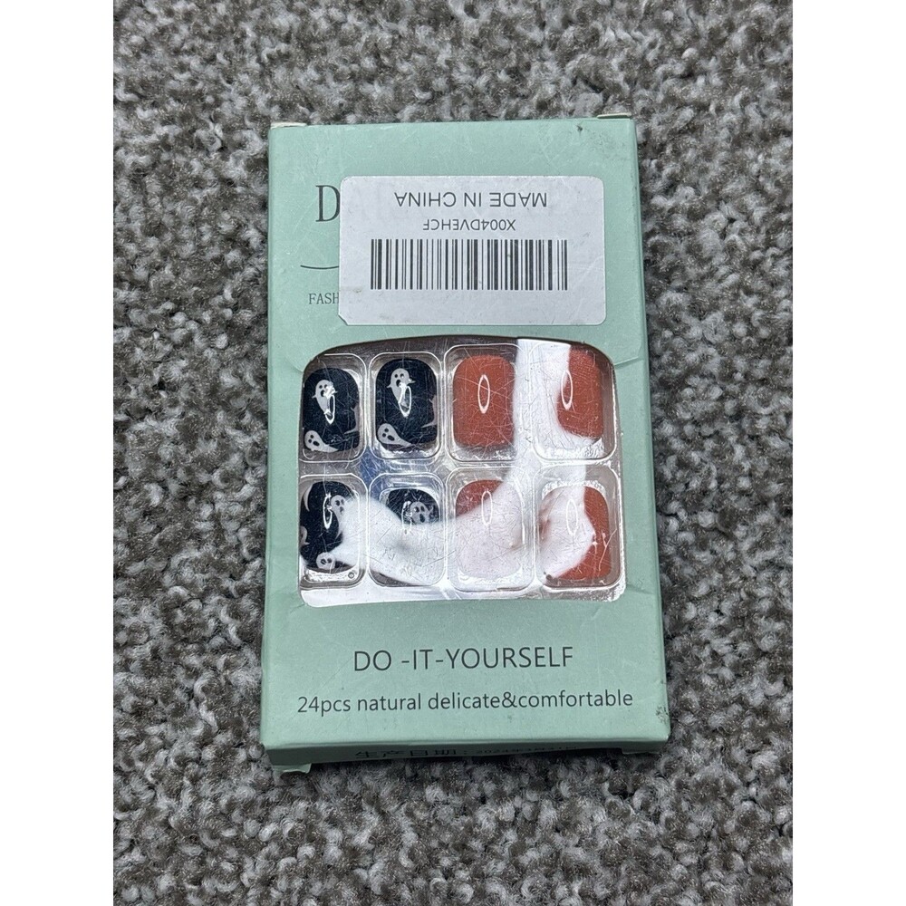 DARK Professional Nail DIY 24pc Press On Nails Set - Halloween Ghosts & Orange